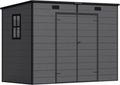 Wetterfestes Kunststoff Gartenhaus 8x4 mit Bodenplatte, abschließbar, Schwarz