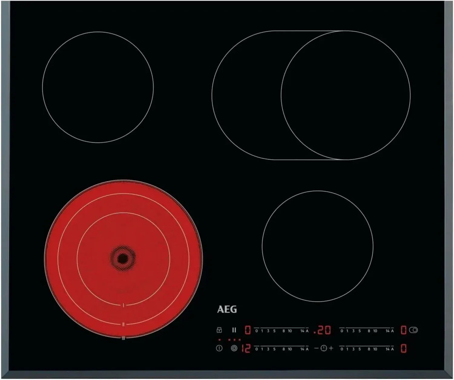 AEG Autarkes Glaskeramikkochfeld 60cm, 4 Zonen, FlexiBridge und Dreikreiszone, 14 Stufen, Timer, Kindersicherung
