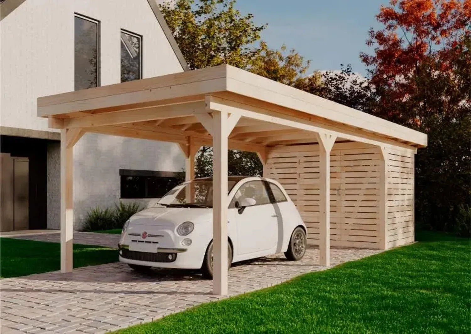 Holz-Carport Freya für Einzelfahrzeug