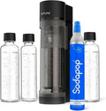 Sodapop Wassersprudler Logan Set mit 3 Glasflaschen und CO₂-Zylinder, Matt Schwarz
