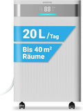 Venta AD100 Entfeuchter mit Ionisator, 20L/Tag Kapazität, 4,5L Behälter, geeignet für Räume bis 40m², automatische Steuerung, R290 Kältemittel, Weiß